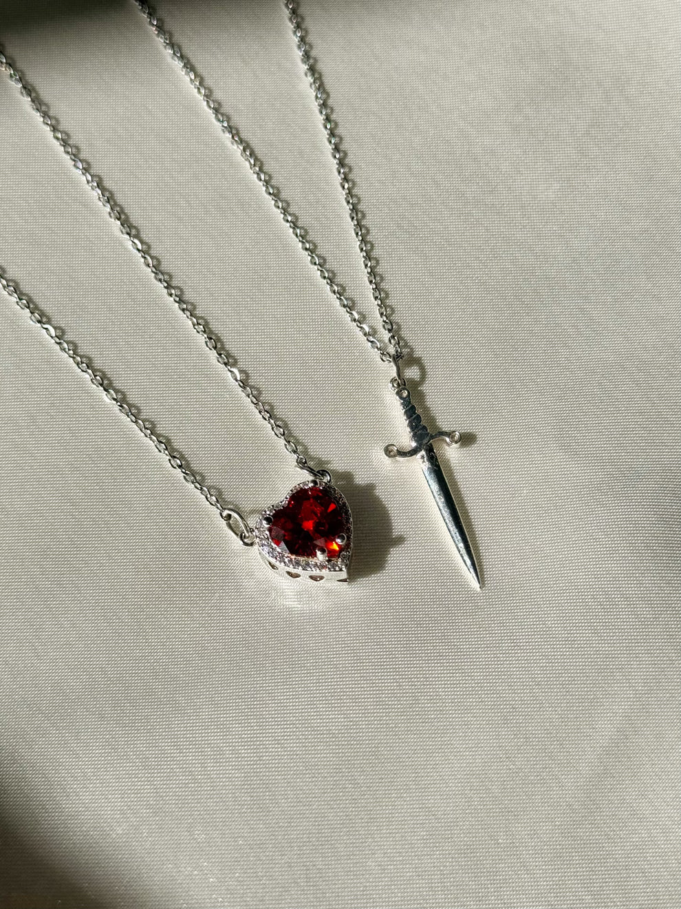 Dagger Through Heart Necklace – Gothic Sword Pendant for Women