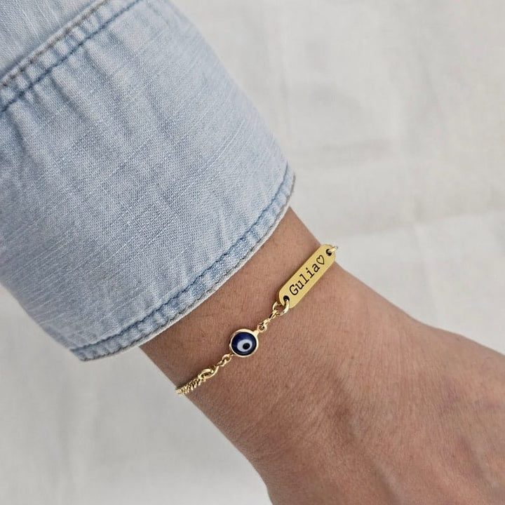 Personalized Evil Eye Charm Bracelet