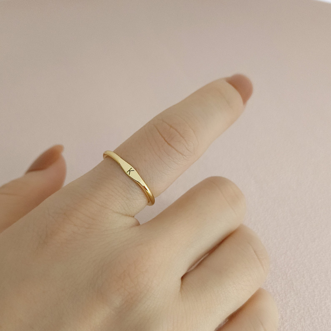 Dainty Initial Ring