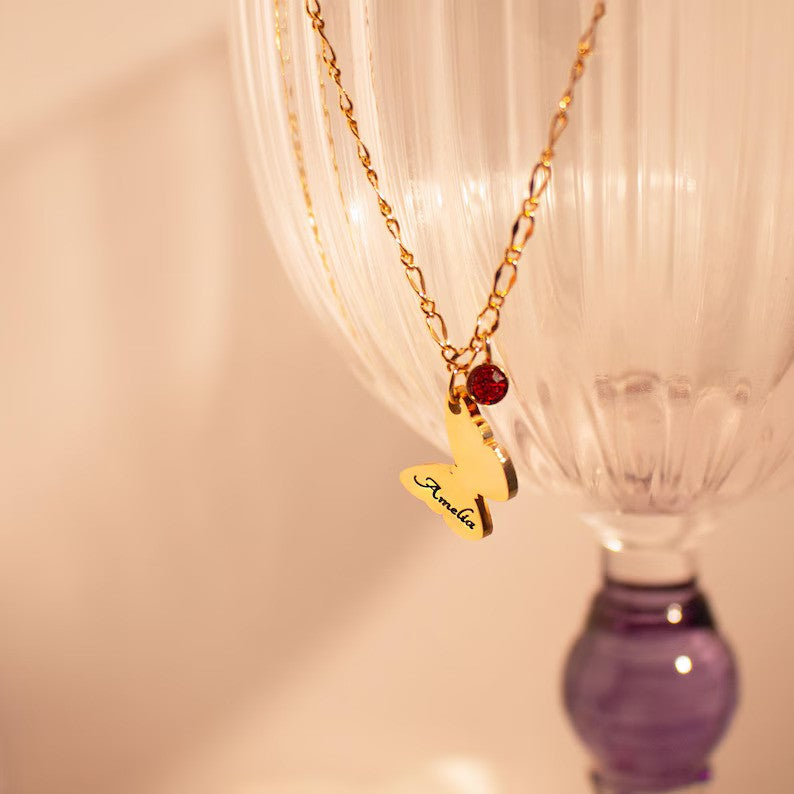 Butterfly Name Birthstone Anklet