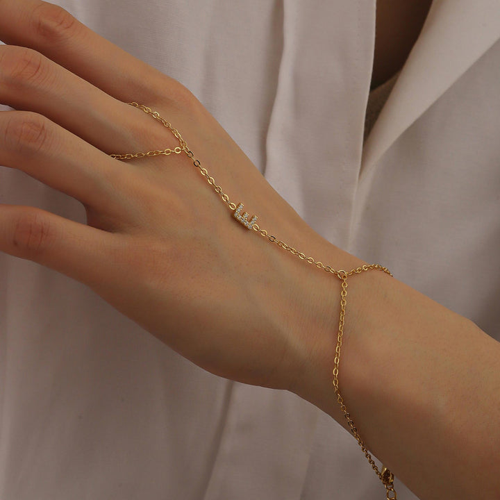 Custom Crystal Initial Hand Chain