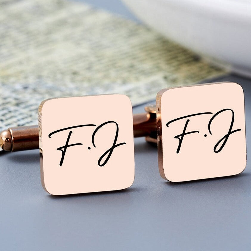 Custom Square Initials Wedding Cufflinks