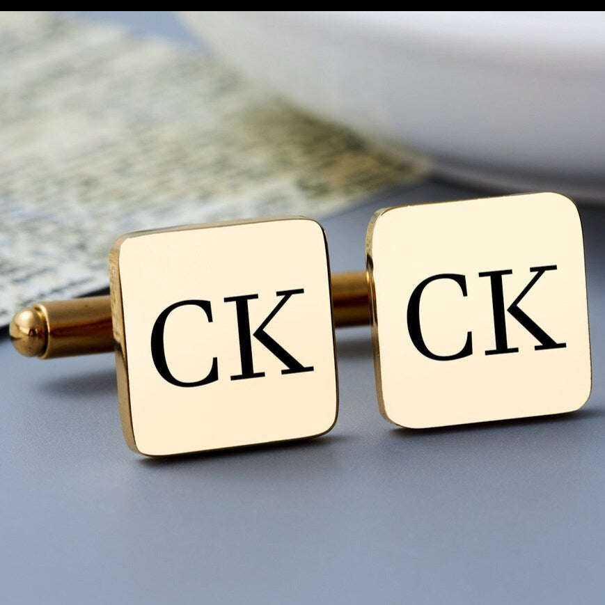 Custom Square Initials Wedding Cufflinks