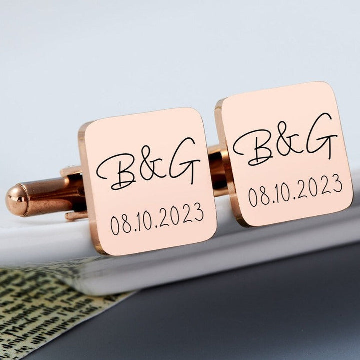 Custom Square Initials Wedding Cufflinks