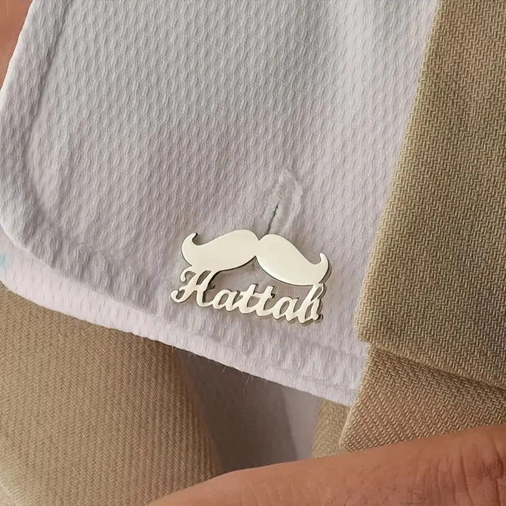 Customizable Engraved Name & Moustache Design Cufflinks