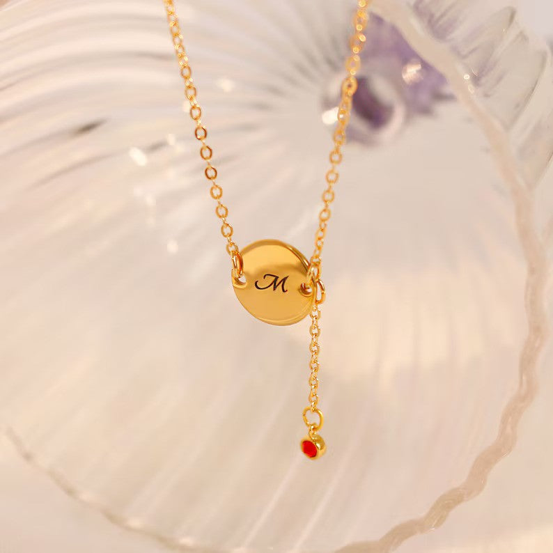 Drop Birthstone Initial Coin Anklets