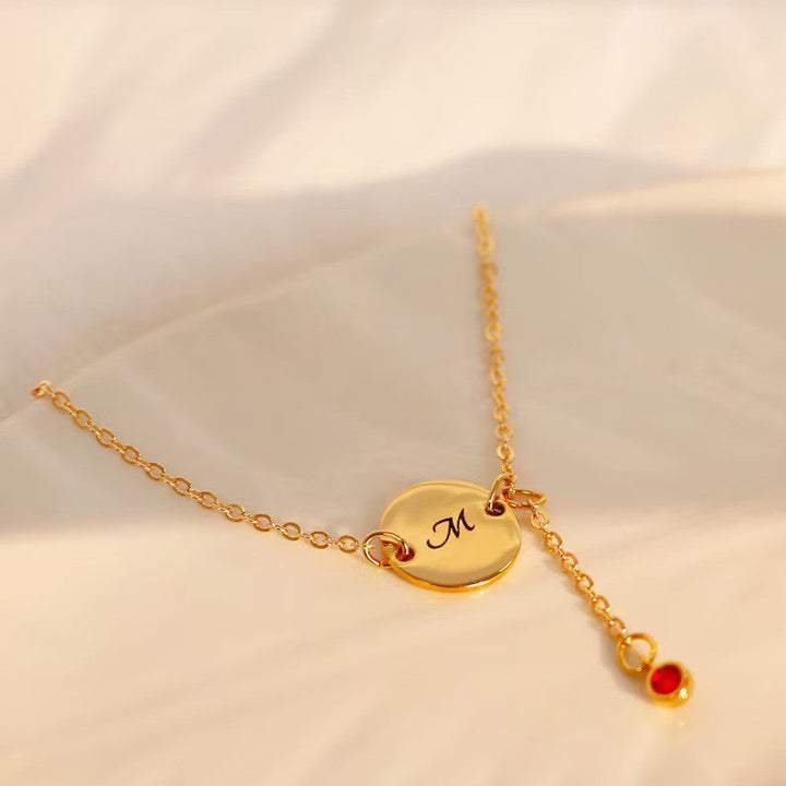 Drop Birthstone Initial Coin Anklets