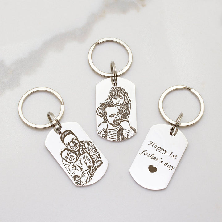 Personalized Double Sided Engraved Photo Keychain