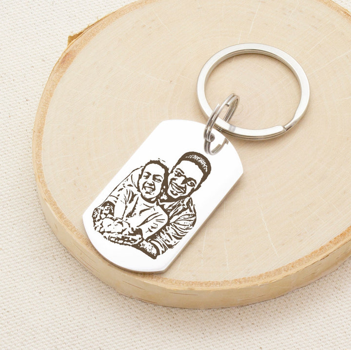 Personalized Double Sided Engraved Photo Keychain