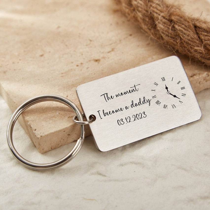 Personalized Birth Time And Date Custom Name Keychain
