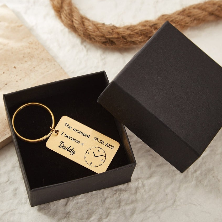 Personalized Birth Time And Date Custom Name Keychain