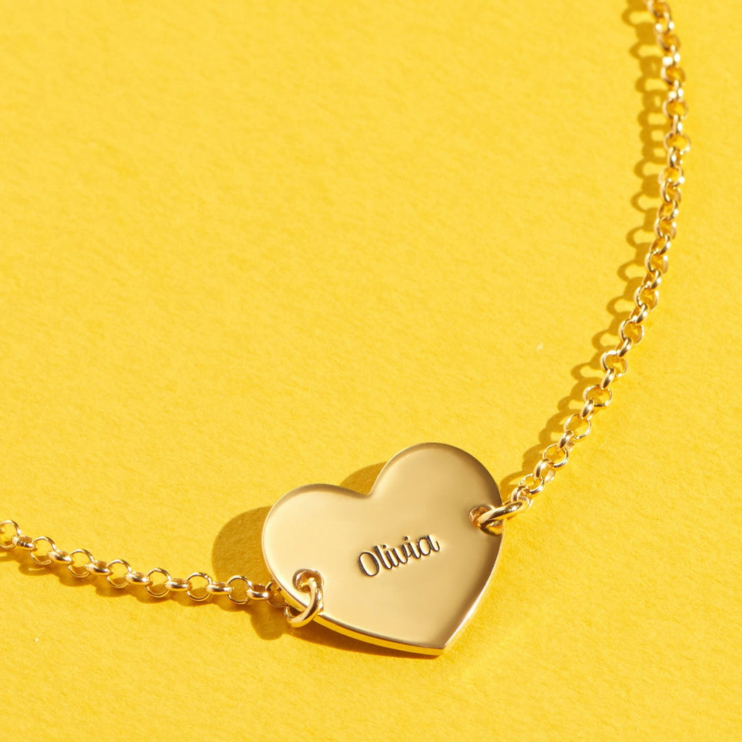 Personalized Engraved Heart Charm Name Anklet