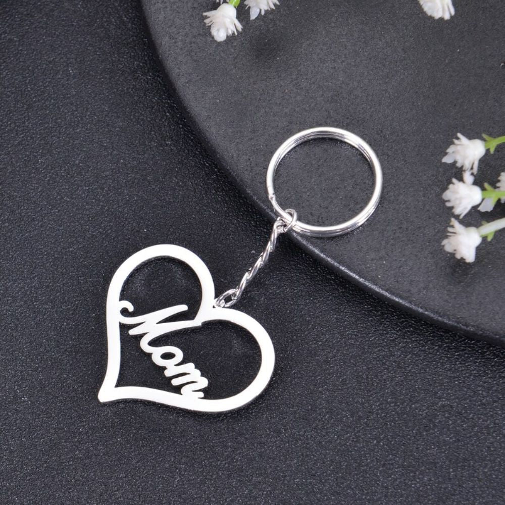 Personalized Name Heart Shape Keychain