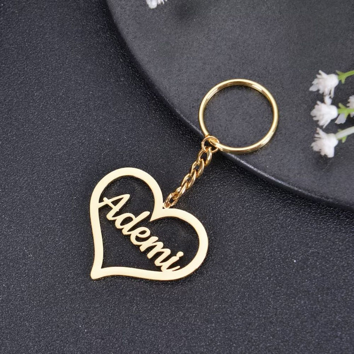 Personalized Name Heart Shape Keychain