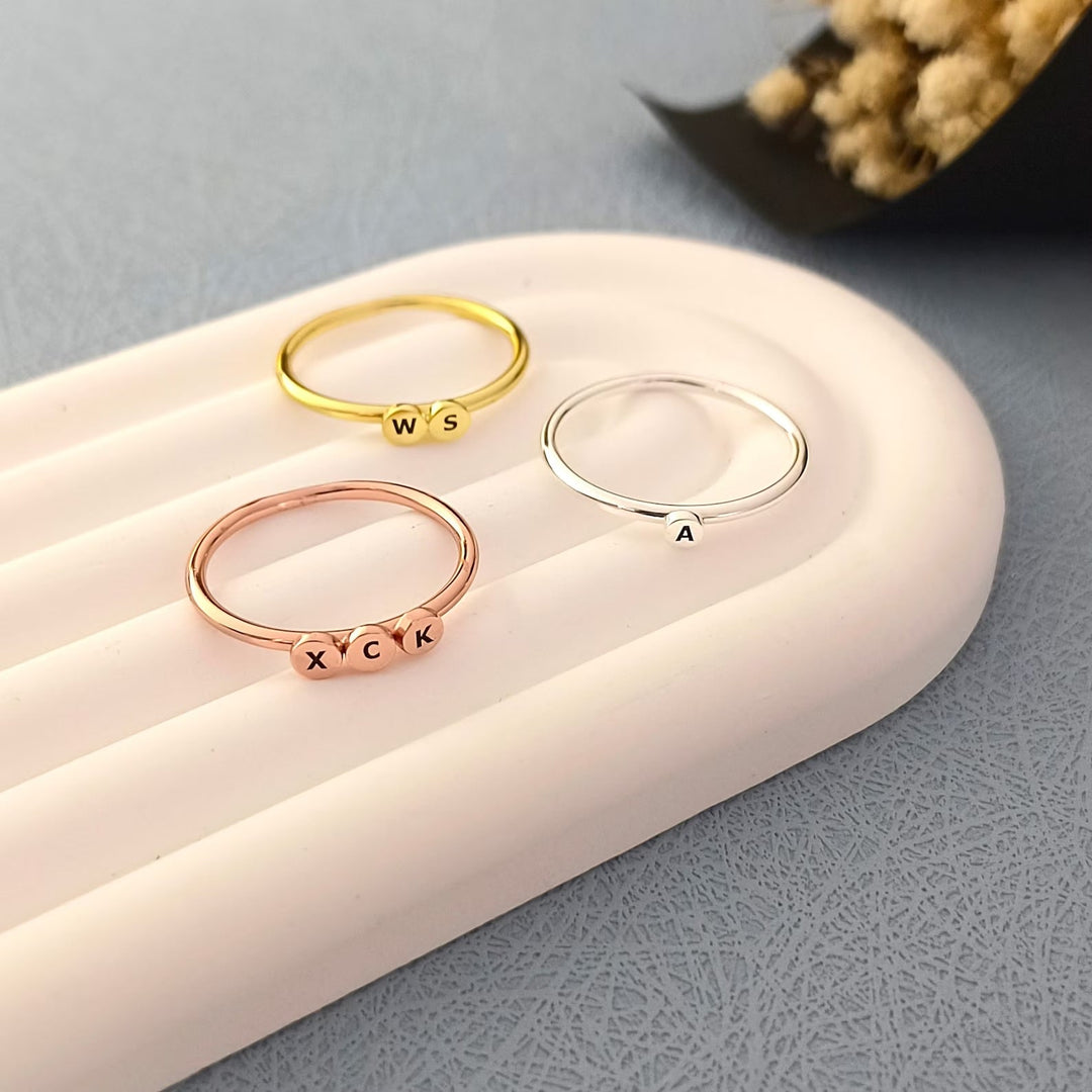 Personalized Stacking Multi-Letter Silver Ring