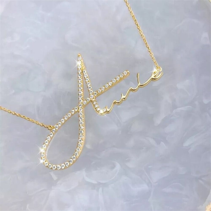 Signature Style Diamond Name Necklace For Cute Wife