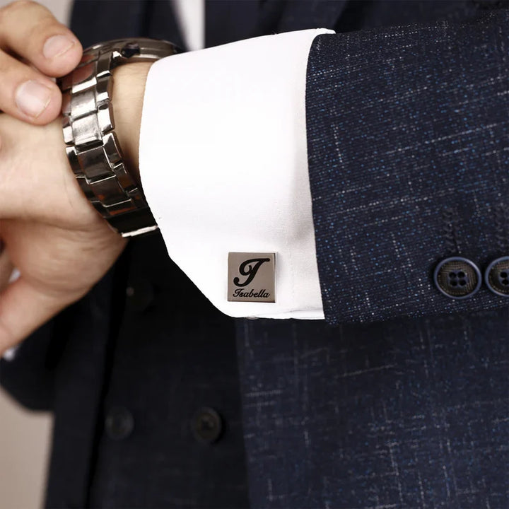 Square Bold Initial Cufflinks