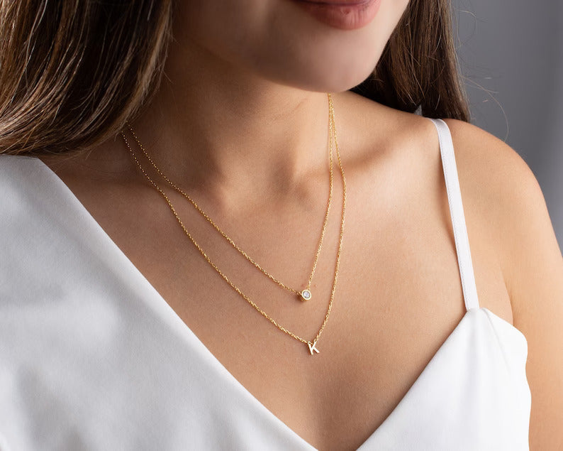 Initial Diamond Layer Necklace