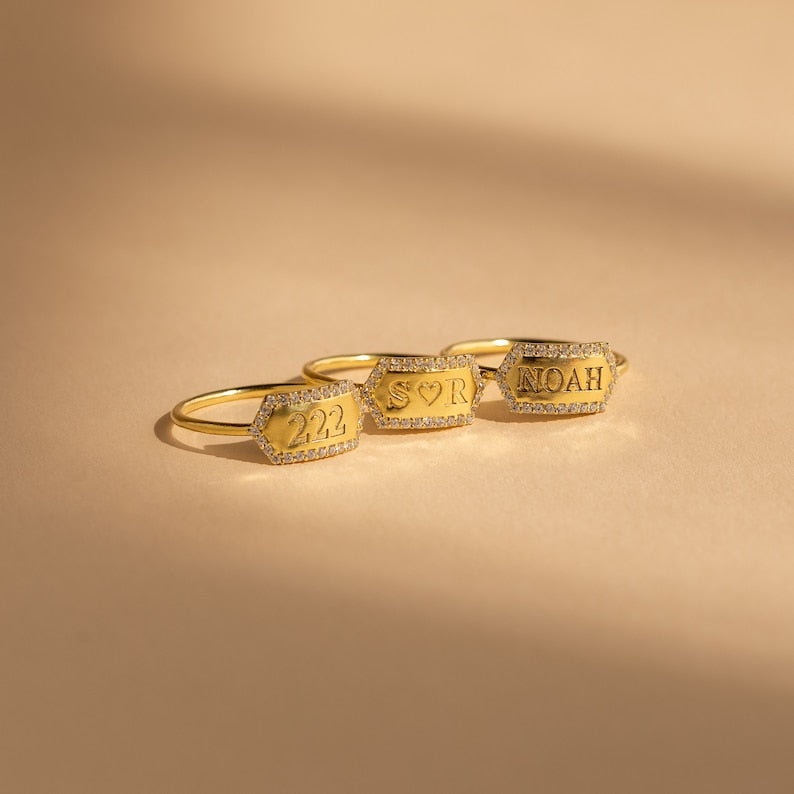 Radiant Initial Name Ring