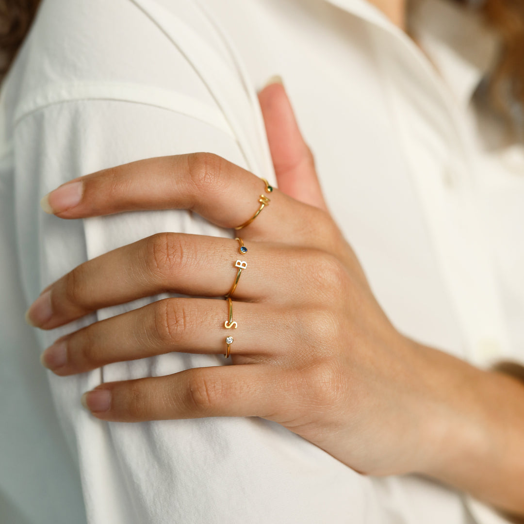 Initial Birthstone Ring • Letter Ring by Caitlyn Minimalist • Mothers Ring • Birthday Gifts • Personalized Gift for Her • RM74F39