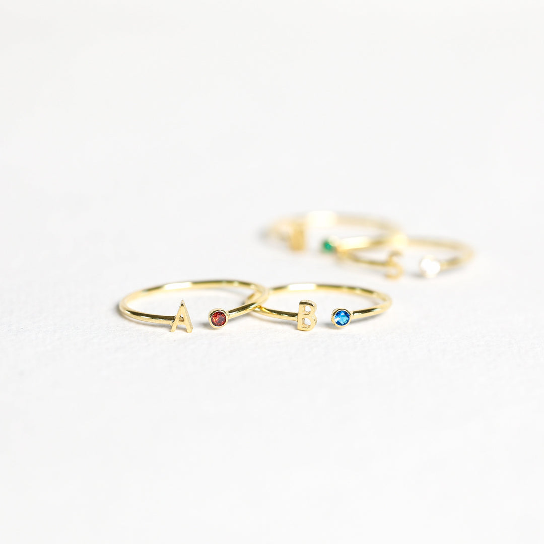 Initial Birthstone Ring • Letter Ring by Caitlyn Minimalist • Mothers Ring • Birthday Gifts • Personalized Gift for Her • RM74F39