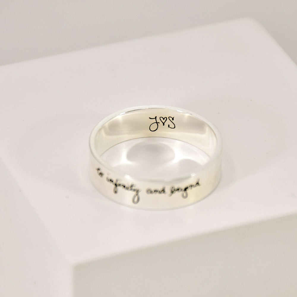 Personalized Engraved Handwriting Ring • Wide Handwriting Band • Custom Handwriting Ring • Unisex Ring • Personalized Handwriting Gift