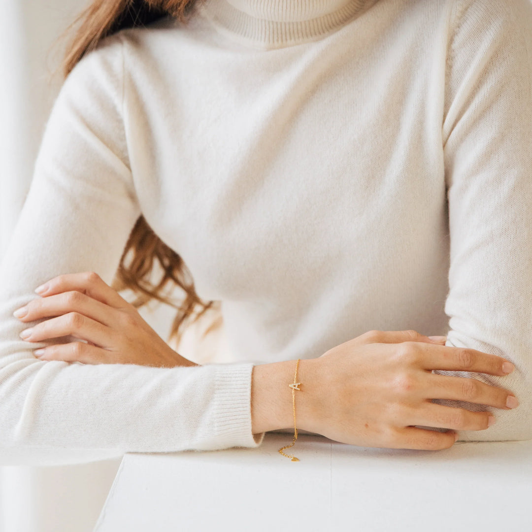 Dainty Diamond Initial Bracelet