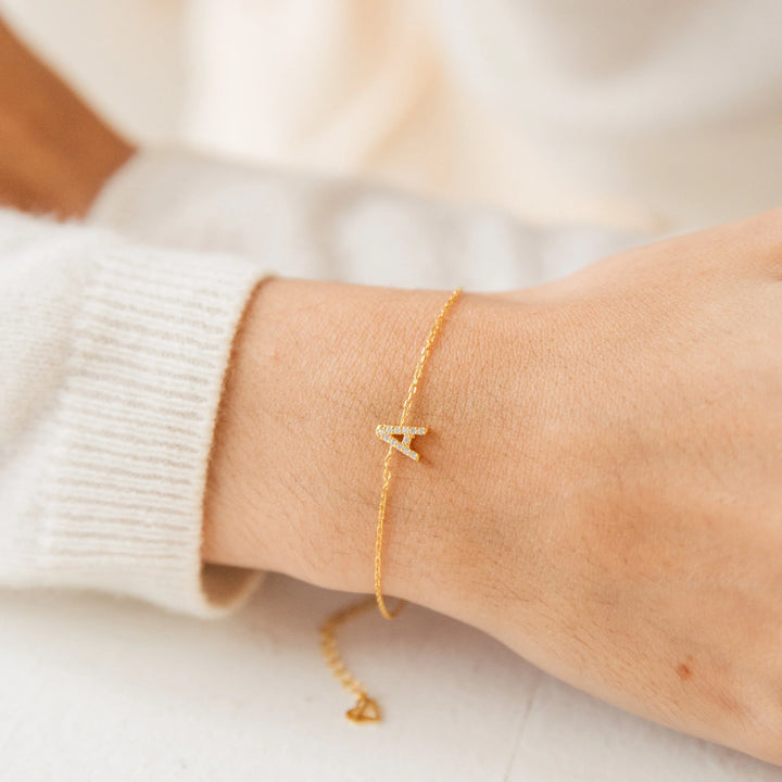 Dainty Diamond Initial Bracelet